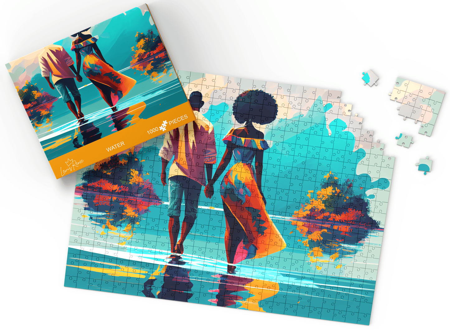 African American Jigsaw Adventure: Vibrant African Art Puzzle: 1000 Piece, LewisRenee Art (Water)