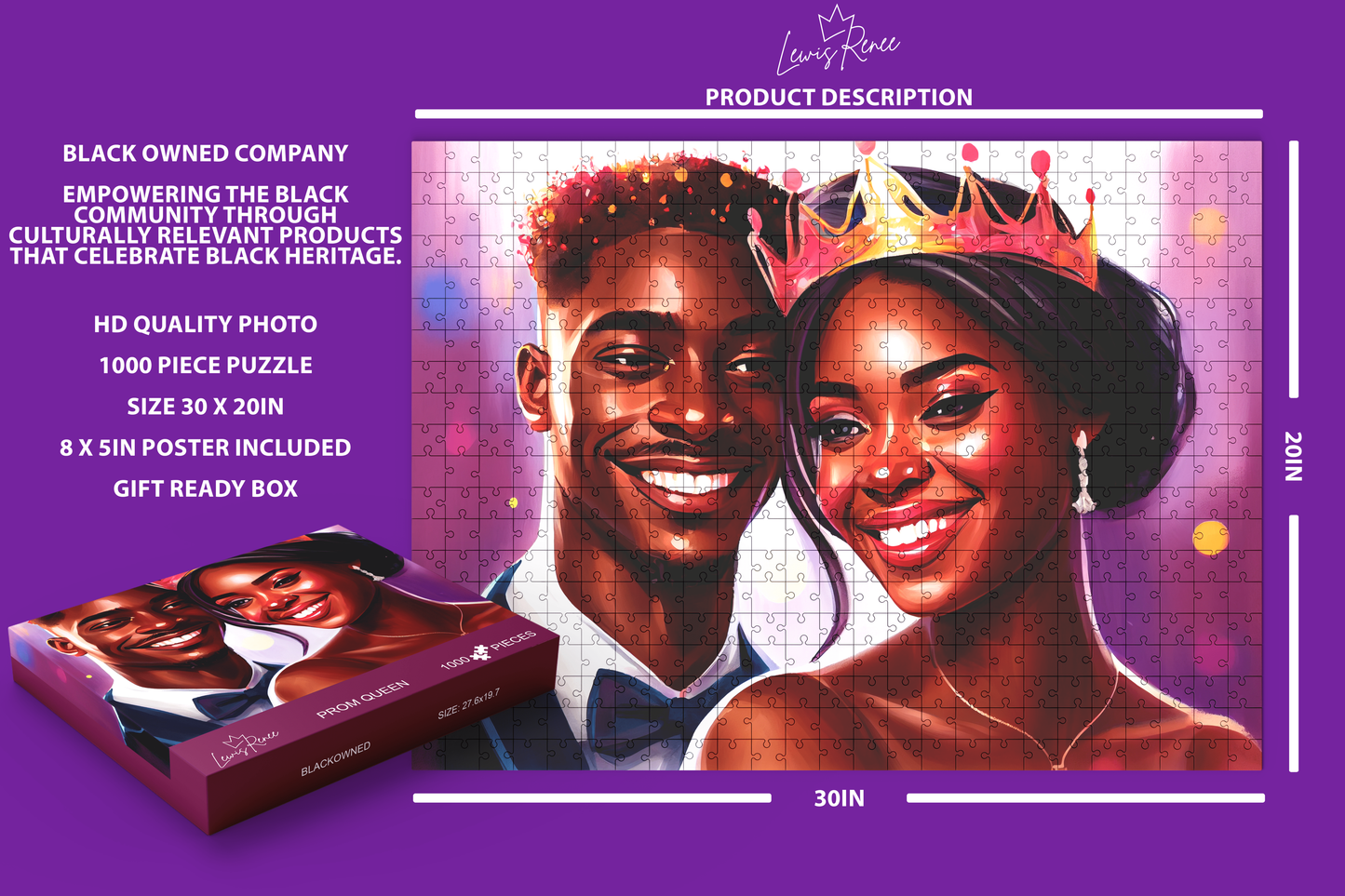 Black Family Puzzle Adventure: African American 1000-Piece Jigsaw – Celebrate African Beauty (Prom Queen)