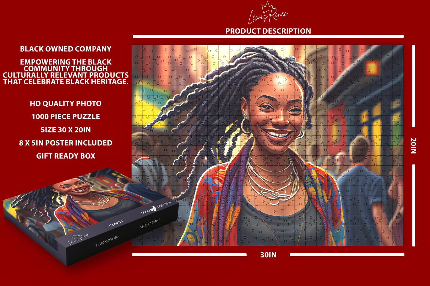 1000-Piece African American Woman Jigsaw Puzzle: Celebrate Black Beauty (Windy)