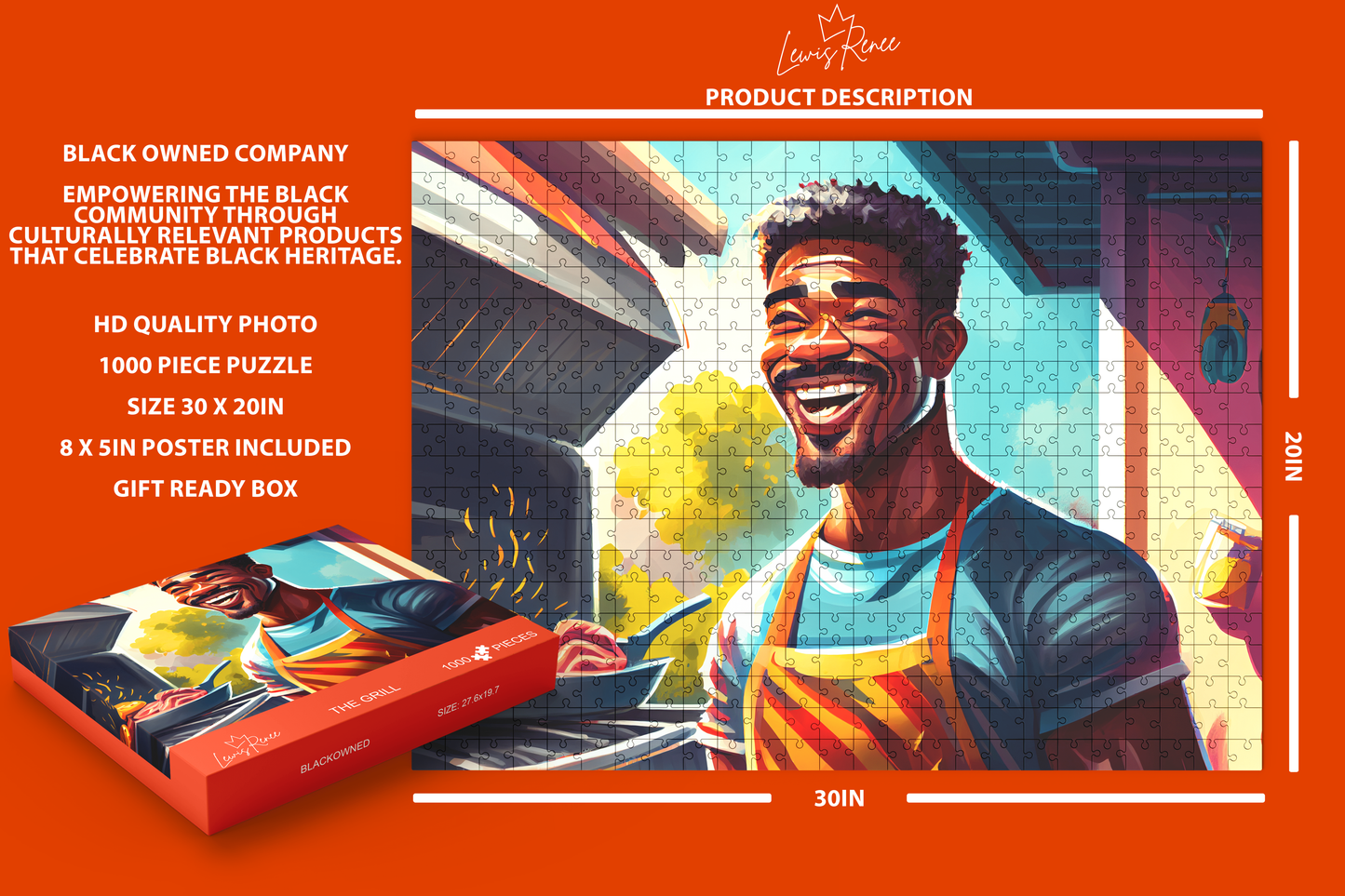 Black Art Puzzles: African Masterpiece by LewisRenee - Relaxing & Stimulating for Enthusiasts (The Grill)