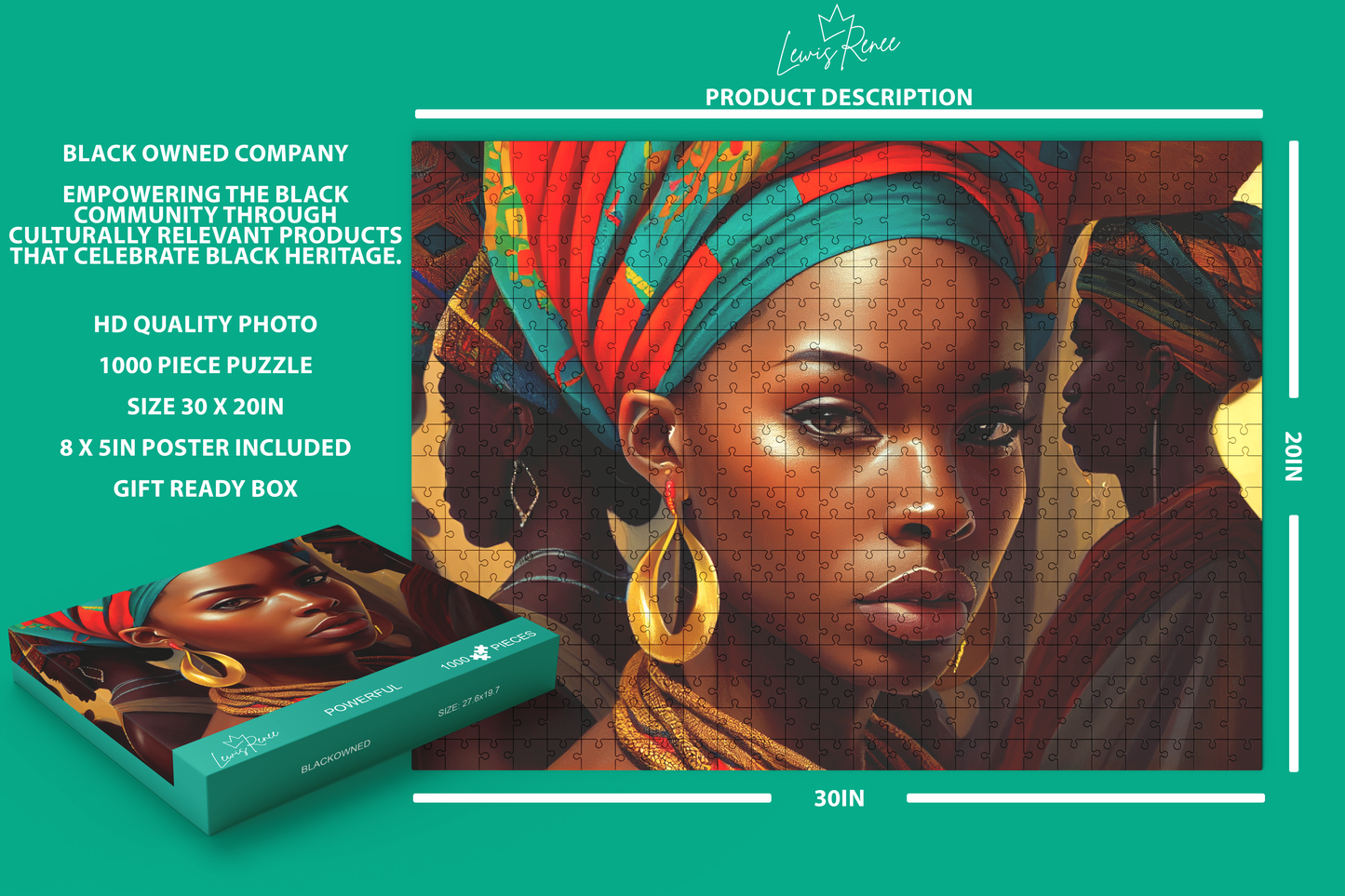Empowering African American Women: LewisRenee Black Art 1000 Piece Puzzle (Powerful)