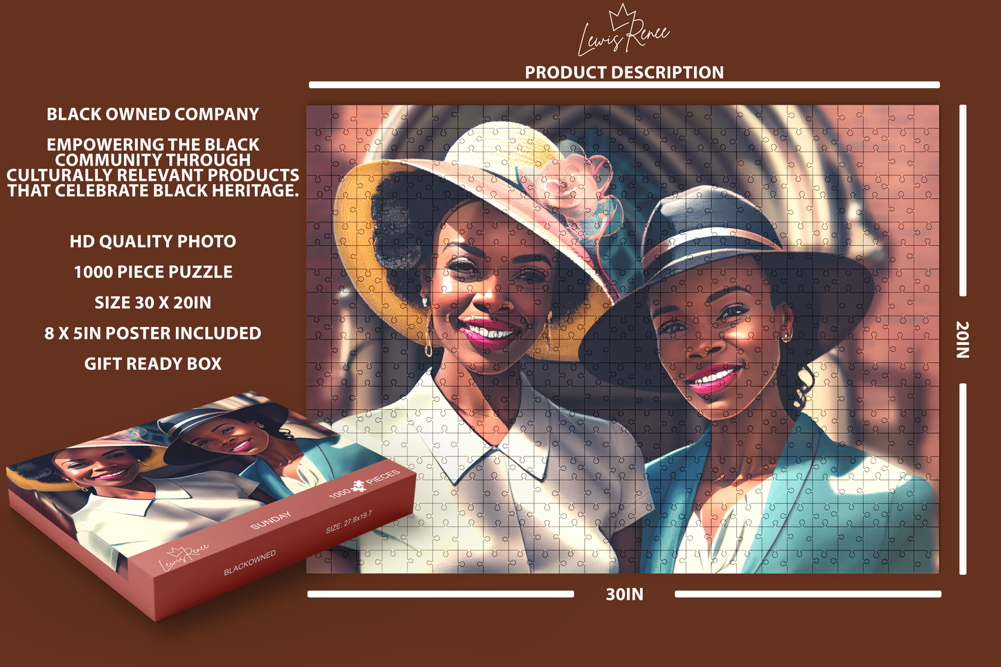 Discover the Beauty: LewisRenee's 1000 Piece African Art Puzzle for Black Adults (Sunday)