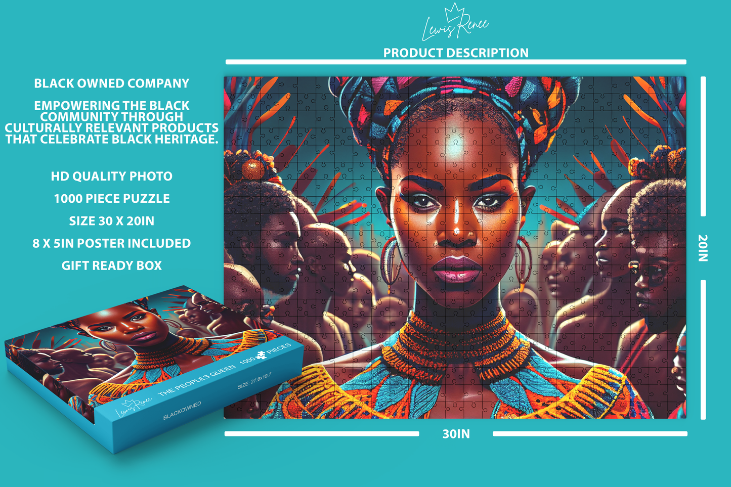 Journey into African Art & History: LewisRenee 1000 Piece Puzzle (The Peoples Queen)