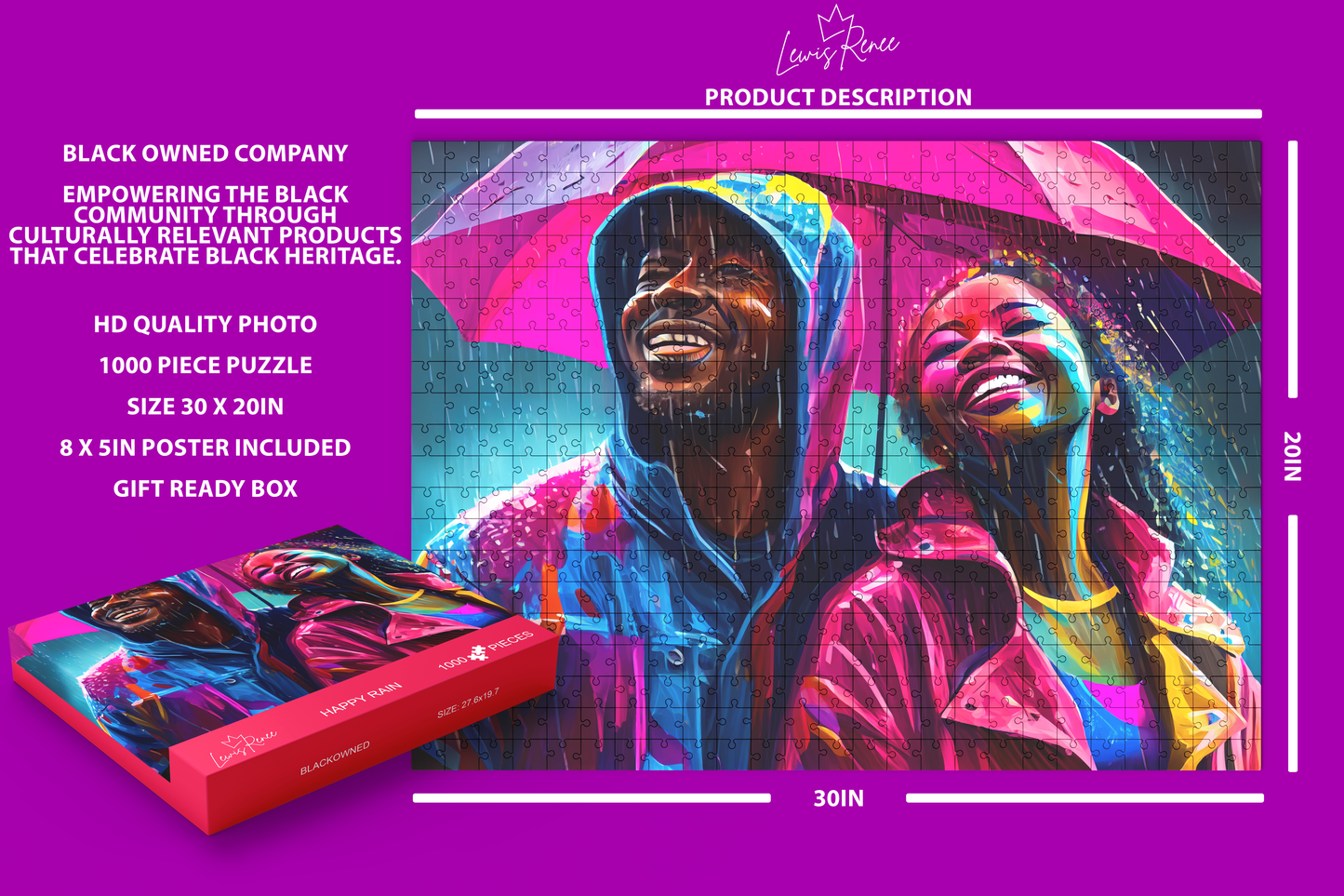 Beautiful African American Jigsaw Puzzle: Black Art for Adults: Engaging Brain Challenge, Enjoyable Pastime (Happy Rain)