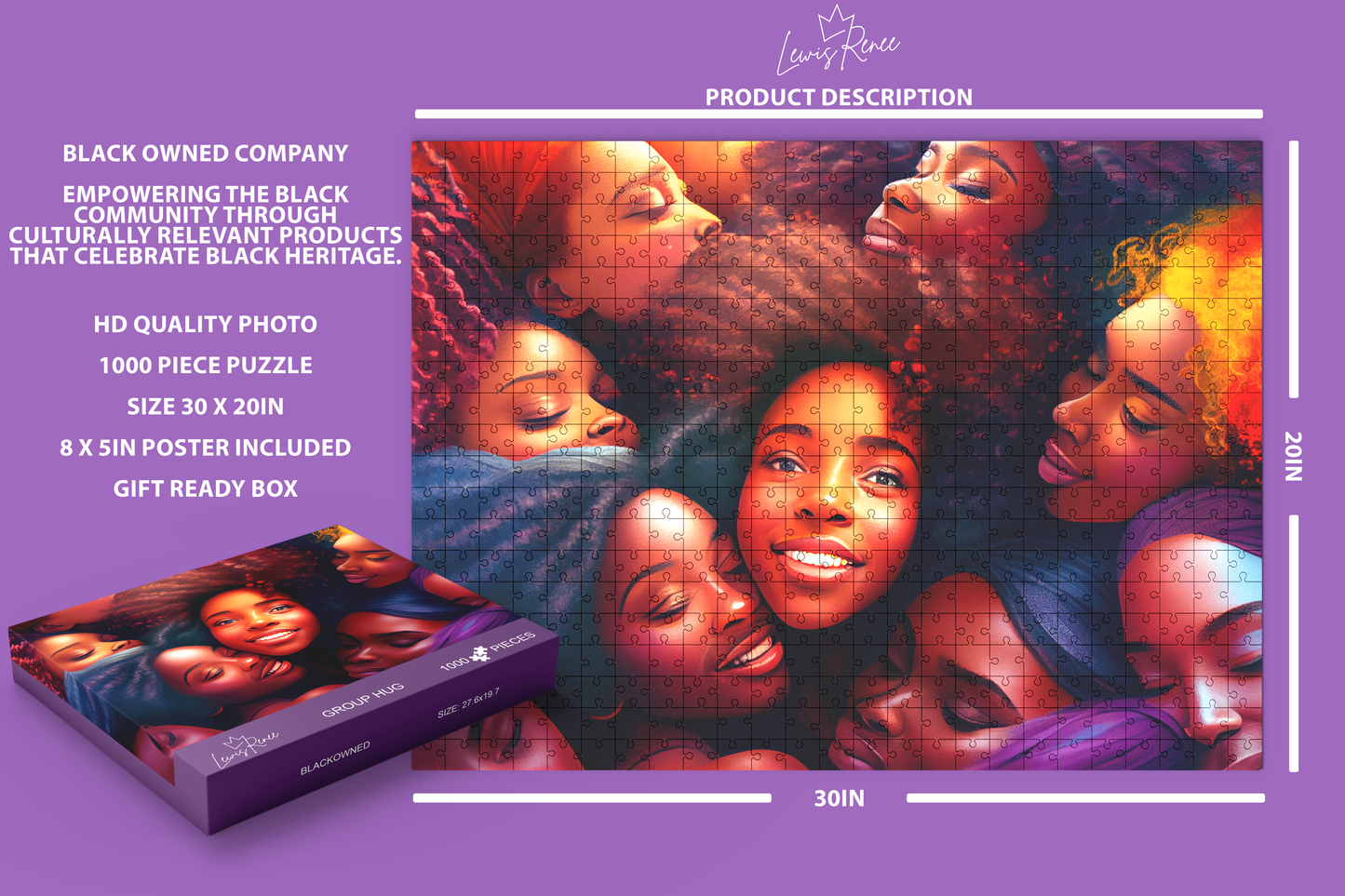 Embrace Black Creativity: LewisRenee African American Women Puzzle (Group Hug)