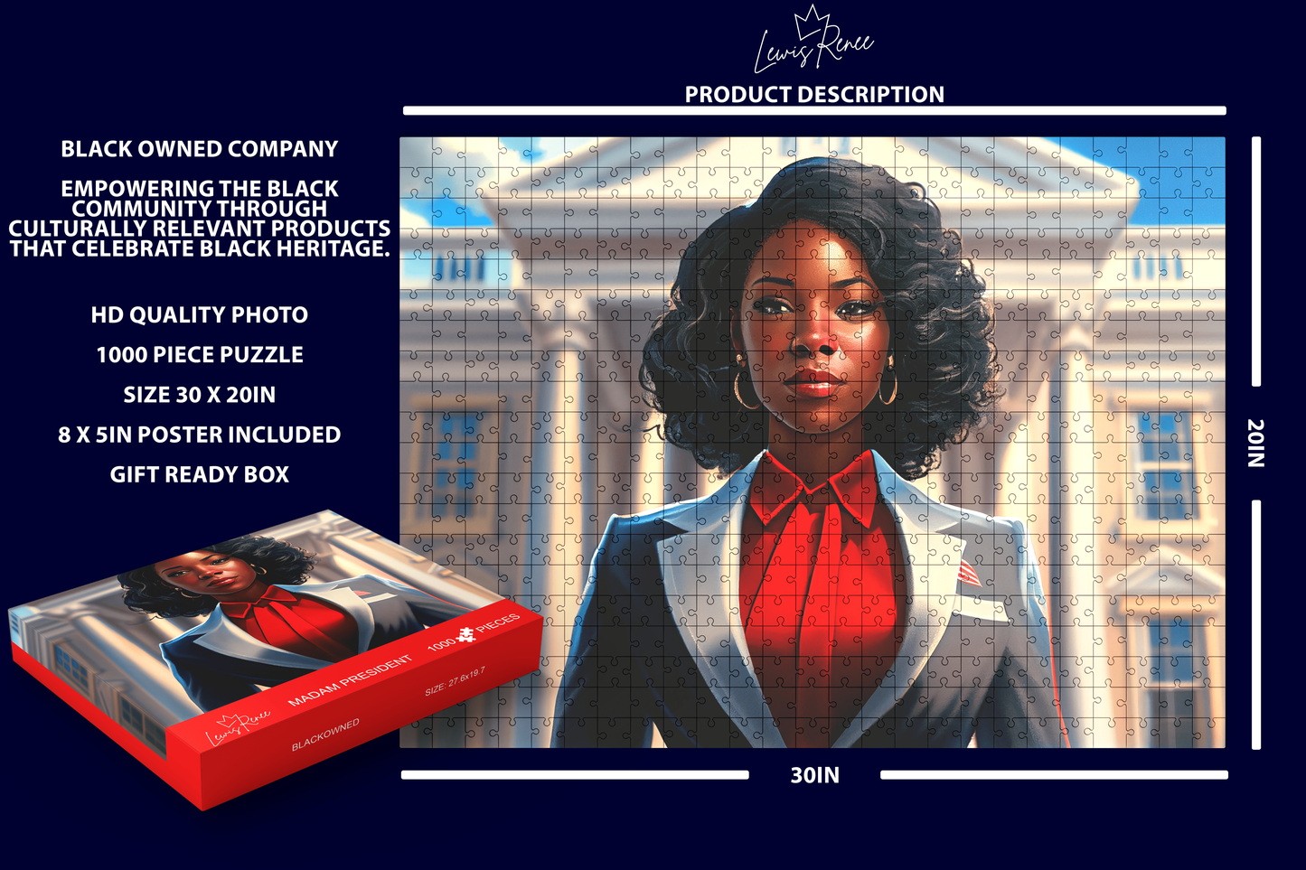 Beauty of Black Culture: LewisRenee's 1000 Piece Black Art Puzzle (Madam President)