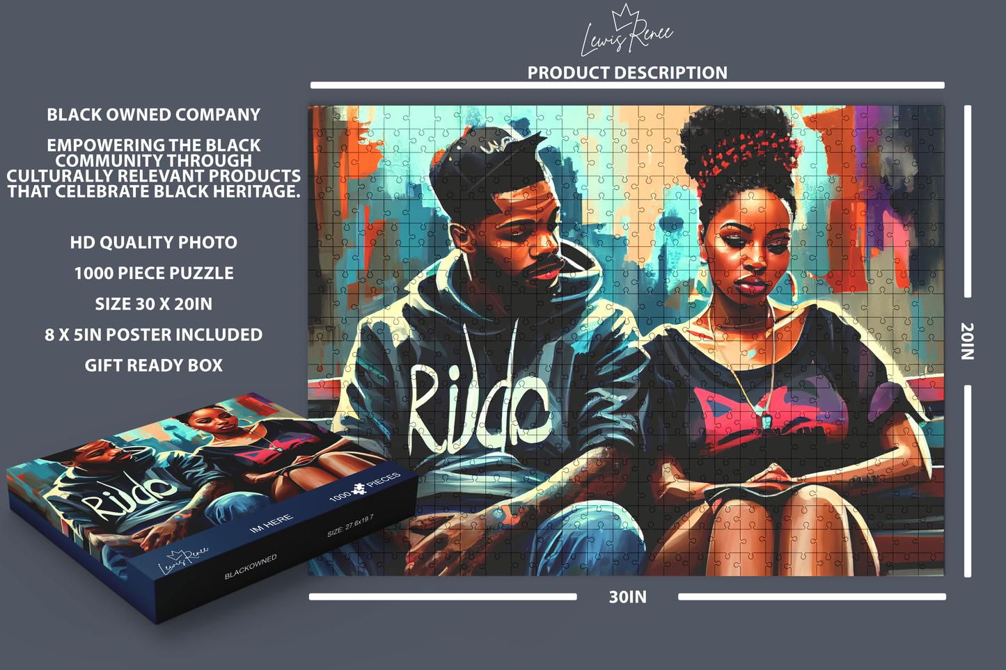 African American Puzzle Adventure: 1000-Piece Jigsaw by LewisRenee - Celebrating Black Heritage, Culture & Art (Im Here)
