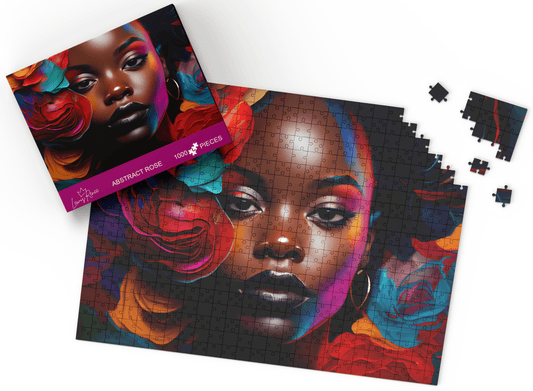 Stimulate Your Mind & Relax: Black Art Puzzles (Abstract Rose)