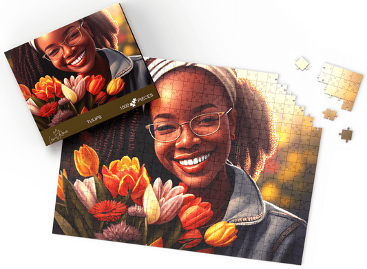 Black Creativity: LewisRenee's African American Artistry Jigsaw - 1000 Piece Puzzle (Tulips)