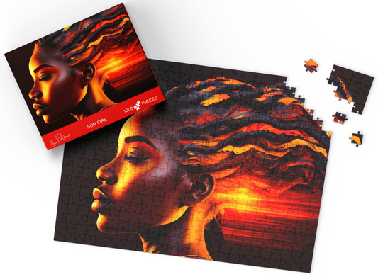Immerse in Tranquil African American Art: LewisRenee 1000-Piece Puzzle (Sun Fire)
