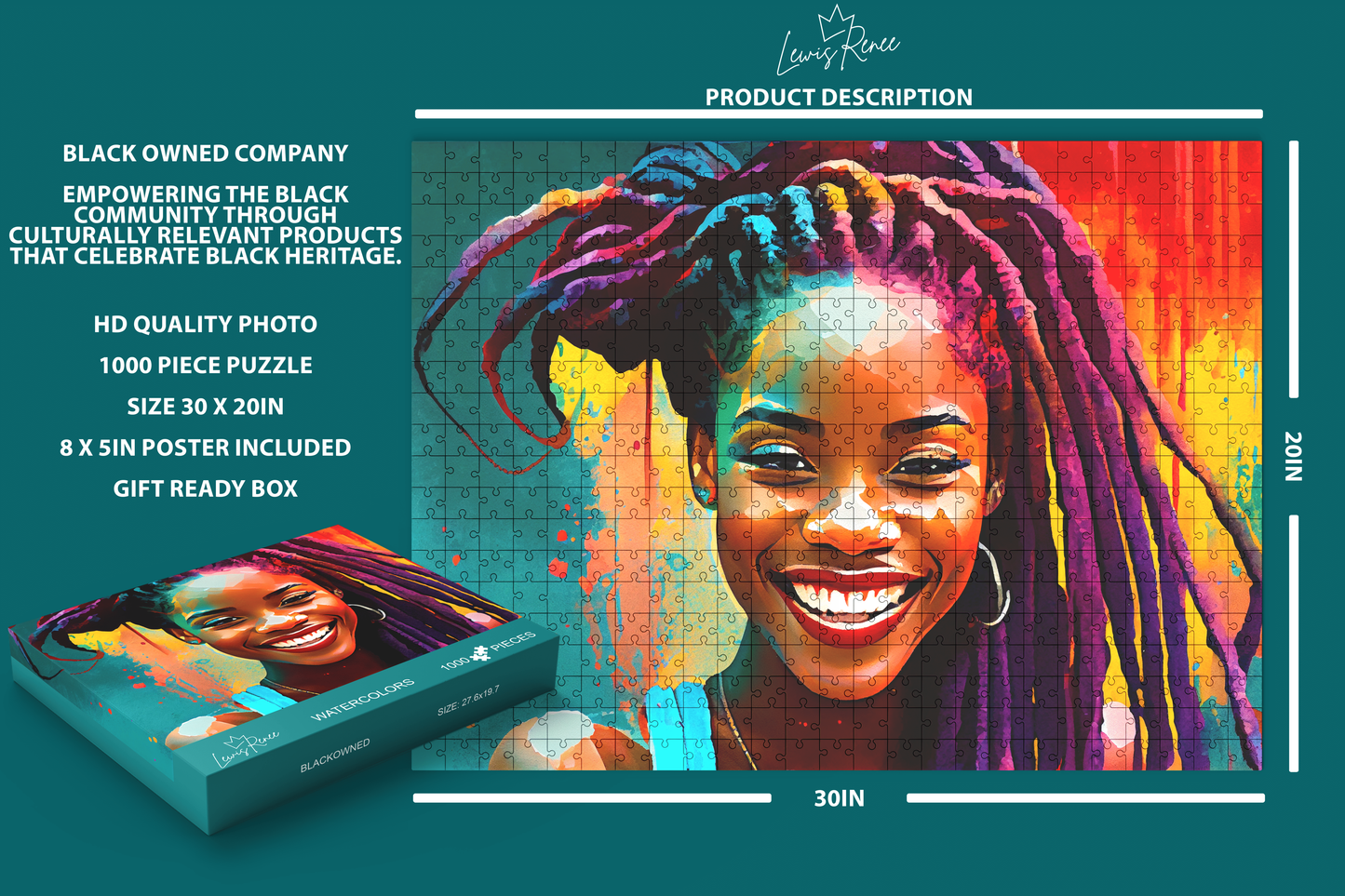 Unwind with Mesmerizing Black Art Puzzles: 1000 Piece (Watercolors)